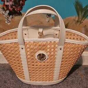 Lilly Pulitzer Tan and Cream Woven Tote